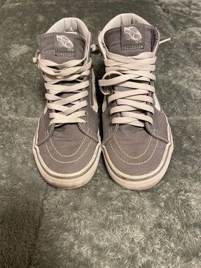 Vans High-Top Sneakers in Light Gray and White